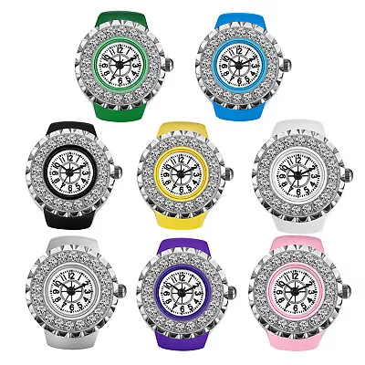 Luxury CZ Dial Creative Quartz Finger Ring Watch Elastic Band For Women Men Gift • $11.99