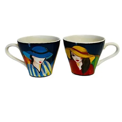 Misono CAFE PARIS Art Deco Lot 2 Coffee Cups Ladies Hats Vintage 1994 • $9.90