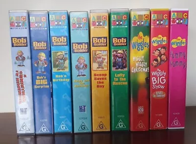 Vintage Collectable ABC Kids VHS Video Tapes X 9 The Wiggles Bob The Builder  • $118