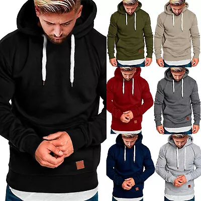 Mens Casual  Hoodie Splicing Large Size Sweater • $17.05