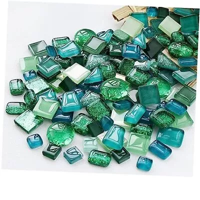 1.1 Pounds Glass Mosaic Tiles Irregular Crystal Mosaic Tiles For Crafts Green • $21.01