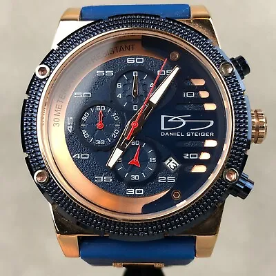 $219.99 • Buy Unworn Daniel Steiger Renegade Rose Gold & Blue Men's Chronograph Watch 9346BM