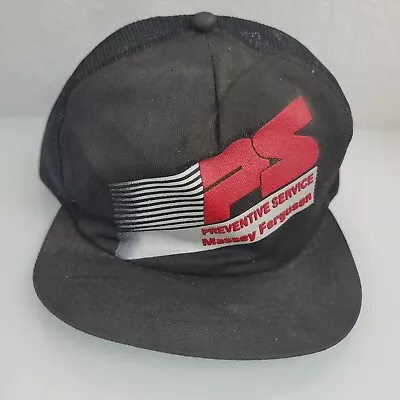 Massey Ferguson Preventive Service PS Hat VTG K Brand Black Snapback Trucker Cap • $15.99