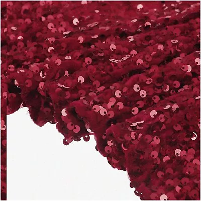 SparkleStitch: 5 Yards Of Vibrant Red Sequin Velvet - Full • $126.99