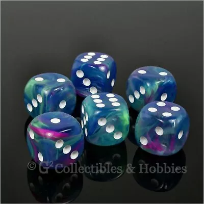 NEW Set Of 6 Festive Waterlily D6 Dice Six Sided RPG D&D Gaming 16mm Chessex D6s • $6.99