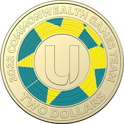 UNC 2022 $2 Commonwealth Games Team Australian Coloured Two Dollar Coin  U  • $6.79