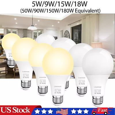 1~6Pack E27 E26 LED Light Bulbs 50/90/150/180W Watt Equivalent Energy Save Lamp • $14.95