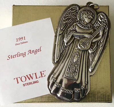 1991 TOWLE STERLING SILVER  ANGEL CHRISTMAS TREE ORNAMENT FIRST IN SERIES Mint • $74.95