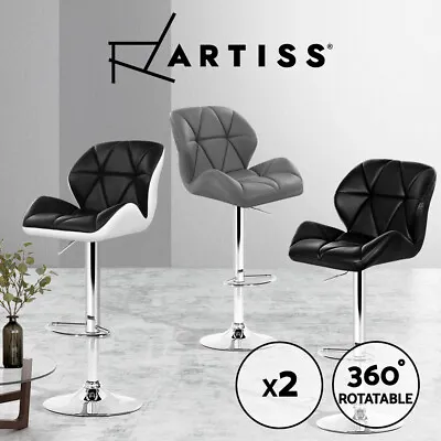 $134.95 • Buy Artiss Bar Stools Kitchen Bar Stool Leather Barstools Swivel Gas Lift Chairs X2