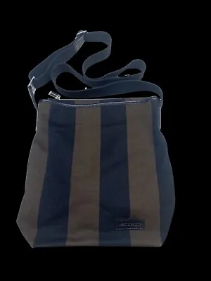 Rare Marimekko Shoulder Bag Crossbody Canvas Brown Black Stripes EUC • $79