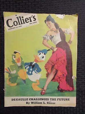 1945 Feb 24 COLLIER'S Magazine GD 2.0 Donald Duck / Carmen Miranda • $20.25