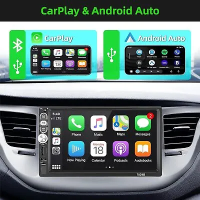 Single 1 Din 7  Car Stereo Radio Apple Carplay Bluetooth Touch Screen Mic MP5 • £36.95