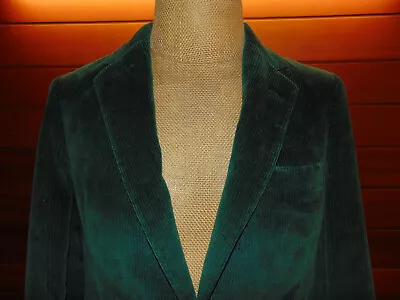 Vintage Nordstrom Blazer Green Corduroy 2 Button Coat Jacket Size 36S USA Made • $44.99