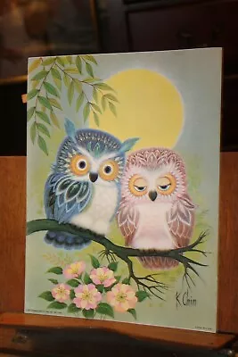 1973 Vintage Mid Century Modern Litho Print Owls K. Chin 9x12 • $6.50