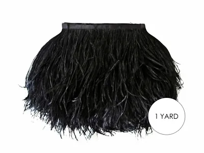 1 Yard - Black Ostrich Fringe Trim Wholesale Feather Halloween Prom Costume  • $18.53