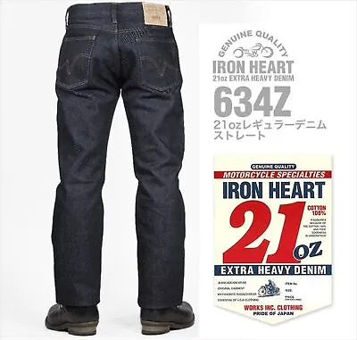 IRON HEART 634Z 21oz EXTRA HEAVY DENIM JAPANESE BIKER STRAIGHT STRONG JEANS • $410.29