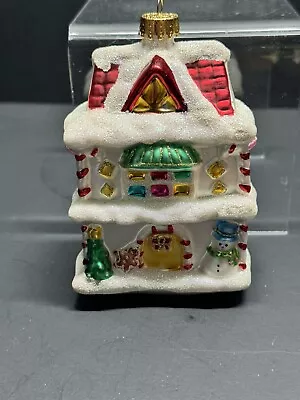 HAND BLOWN MOLD GLASS ORNAMENT  HOUSE Gingerbread • $8.99