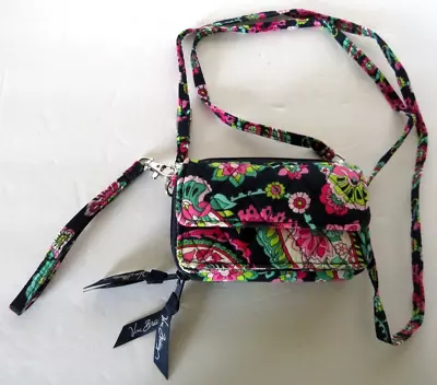 Vera Bradley Crossbody Mini Purse Wallet Hipster Petal Paisley Blue Pink Travel • $14.99