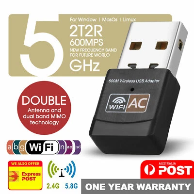 $8.99 • Buy Dual Band 2.4GHz 5GHz 600Mbps USB WiFi Wireless Dongle AC600 Lan Network Adapter