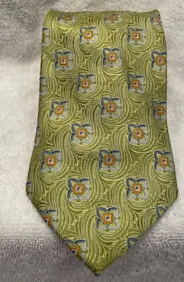 Bugatchi Uomo Designer  Italian Made Men's Green Geometric 100% Silk Tie NWOT.  • $14.69