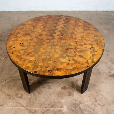 Mid Century Danish Modern Coffee Table Round Solid Wood Circular Butcher Block • $849.98