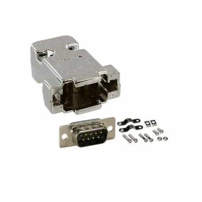 DB9 D-SUB 9-Pin Male Solder Cup Serial RS232 Connector + Metalized Plastic Hood • $6.99