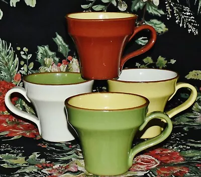 Vietri Italy Set Of 4 Cucina Fresca Mugs * Sage * Paprika * Safron * Cream Crema • $50