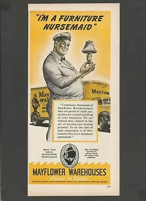 MAYFLOWER WAREHOUSES Moving Company - Furniture Nursemaid -1948 Vintage Print Ad • $7.35