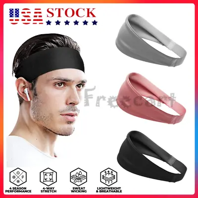 HEADBAND Thin Stretch Sports Yoga Gym Hair Band Wrap Sweatband Womens Mens • $3.56