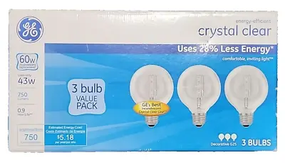 GE Indoor Globe G25 60W NOT LED Soft White 2900K - 3 Pack • $15.29