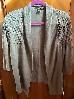 August Silk Gray Criss Cross Design 3/4 Bell Sleeve Shrug XL • $10