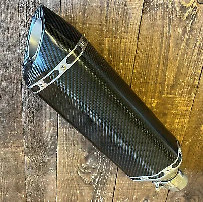 Carbon Fibre Motorcycle Hexagonal Sports Exhaust Silencer End Can Right Hand • $239.95