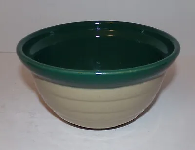 Maple Leaf Monmouth Pottery Stoneware 8  Green Tan Ribbed Beehive Bowl Vintage • $19.99