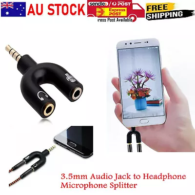 3.5mm Audio Jack To Headphone Microphone Y Adapter Mobile Splitter Converter • $7.49