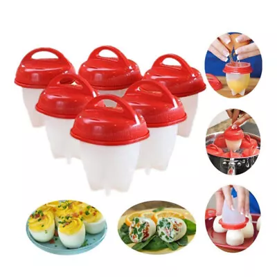 6x Egg Boiler No Messy Shells Silicone Hard Boiled Egg Cooker Daily Use • £6.29