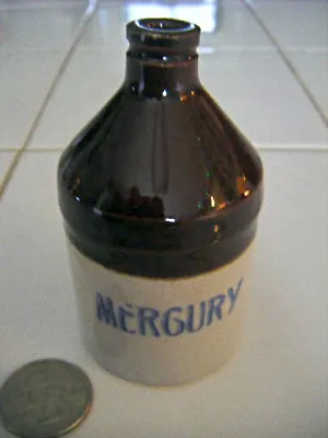 RARE 2 Oz.stoneware Poison Jug Cobalt Stenciled MERCURY • $75