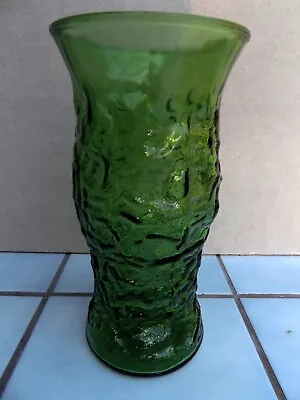 Vintage Emerald Green Crinkle Glass  Vase --  E. O. Brody Co. Cleveland Ohio • $4.95