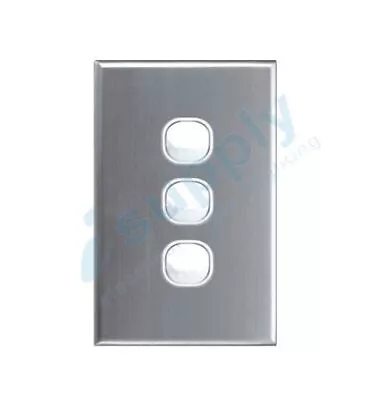 DEXTON 3 Gang Light Wall Switch Stainless Steel Silver Cover DXWS3/ASC • $18.89