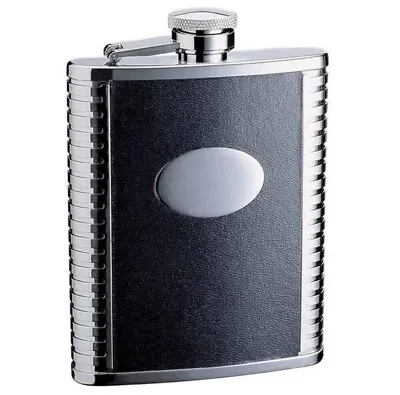 10X LOT - 6 Oz. Stainless Steel Flask With Black Leather Covering  Lid New • $39