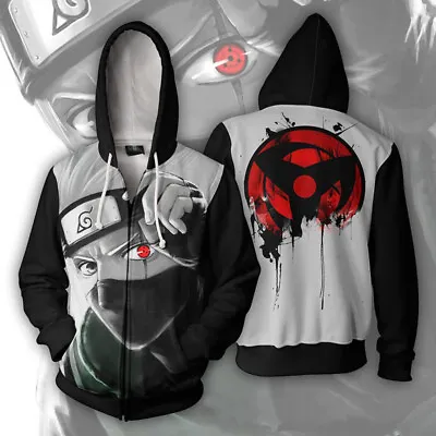 Anime Naruto Hoodie Kakashi 3D Print Coat Jacket Sweatshirt Sharinga Cosplay • £18.19