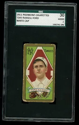 1911 T205 Piedmont Cigarettes Gold Border Russell Ford White Cap Sgc 2 Nice • $199.95
