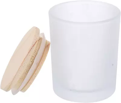 Candles Frosted Glass Candle Jars With Bamboo Lids Empty Candle Tins Votive Cand • $23.99
