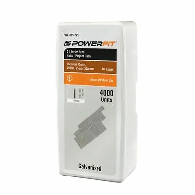 PowerFit C1 Series Galvanised Brad Nails Project Pack - 4000 Pack • $59.95