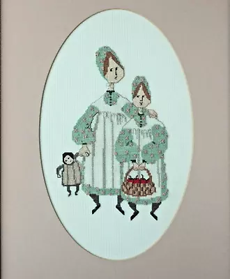 Complete & Framed P Buckley Moss Cross Stitch Stitchery Picture Sisters Amish • $79.95