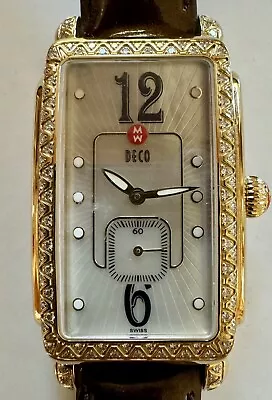 Michelle Deco 100 Diamond Steel MW06E01 Ladies Tank Wrist Watch Large Size • $275