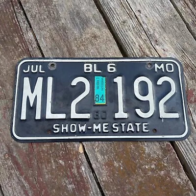 1980/84 Missouri BL 6 TRUCK License Plate -  ML2 192  (white On Black) JUL MO • $12.50