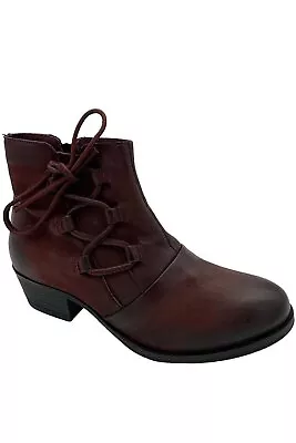 Miz Mooz Leather Side-Tie Ankle Boots Baxter Merlot • $74.99