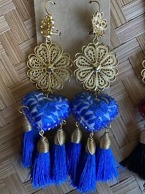 Mexican Filigree Earrings  With Embroidered Handmade From Oaxaca  • $60