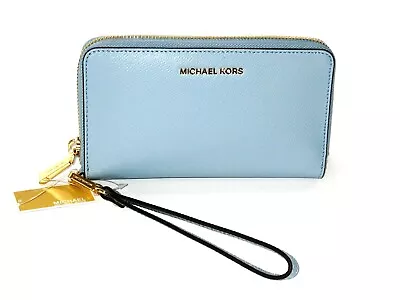 NWT Michael Kors Jet Set Large Flat Multifunction Phone Case Wallet Blue NEW • $89.99