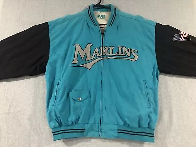 Vintage Florida Marlins Mirage Reversible Jacket XL Long Sleeve MLB 90s Stained • $44.99